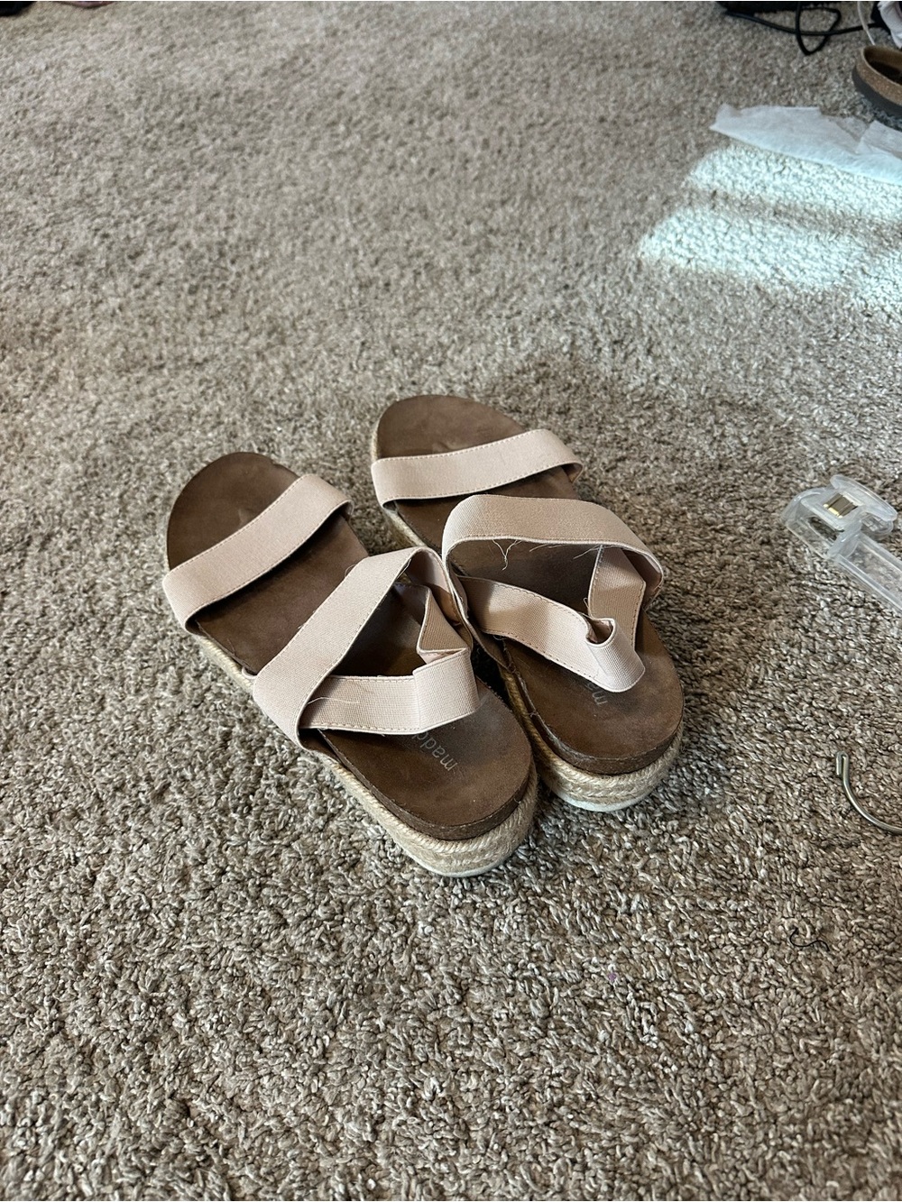 Neutral Beige Platform Espadrille Sandals